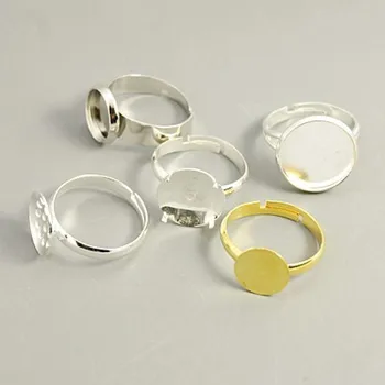 

200pcs Adjustable Blank Base Ring sinple Brass Pad gold Base Mixed Color Tray: 6~18mm DIY Jewelry Making Findings Cabochons