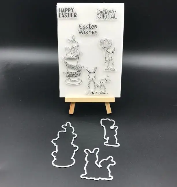 Кролик счастливый Пасхальный металлический трафареты для пресс-формы для DIY скрапбукинга/фото украшение для альбома тиснение бумажные карточки ручной работы