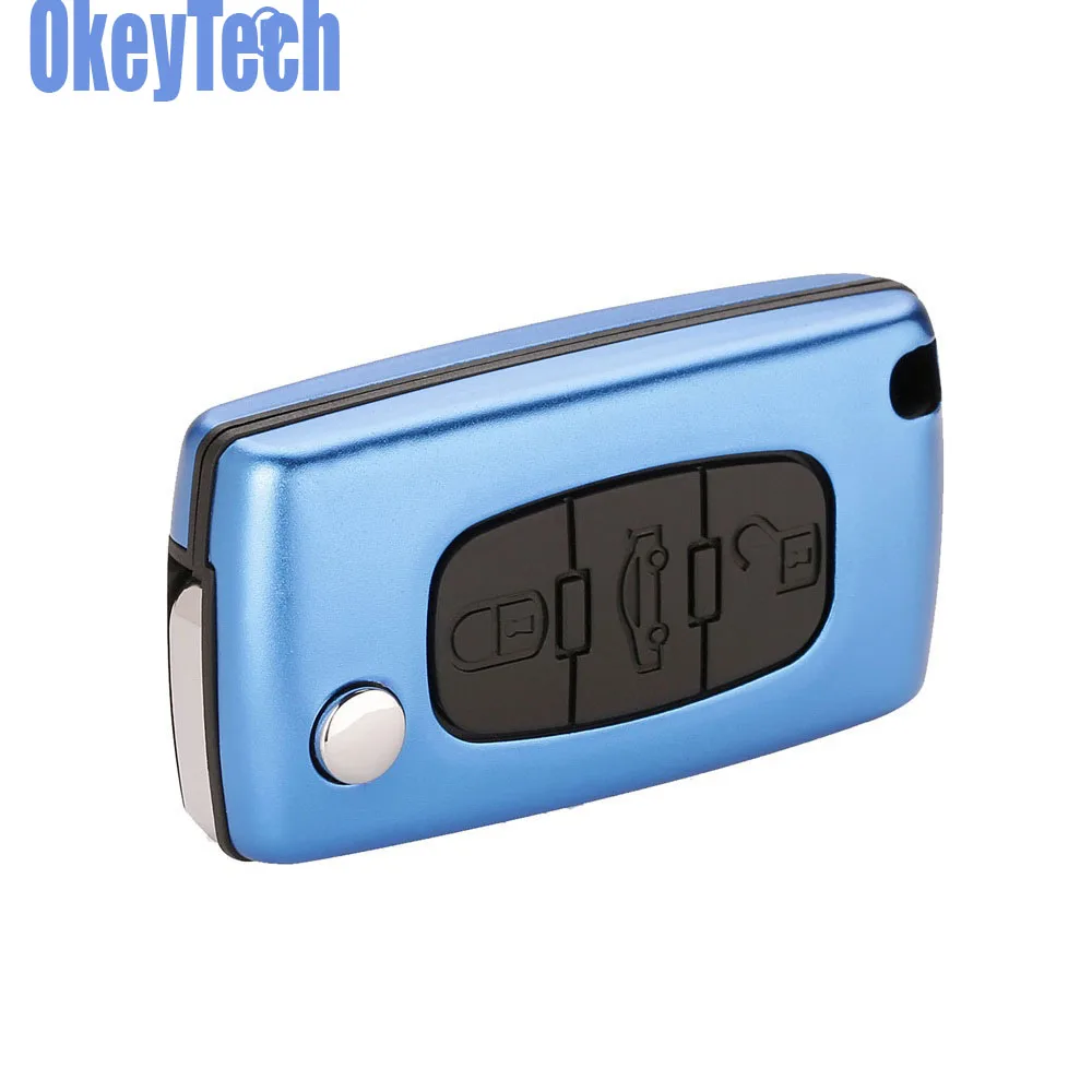 OkeyTech Алюминий, автомобильные аксессуары, брелок дистанционный ключ крышка чехол для peugeot 107 206 207 208 306 307 308 407 для Citroen C2 C3 C4 C5 C6 Quatre - Название цвета: Dark Blue