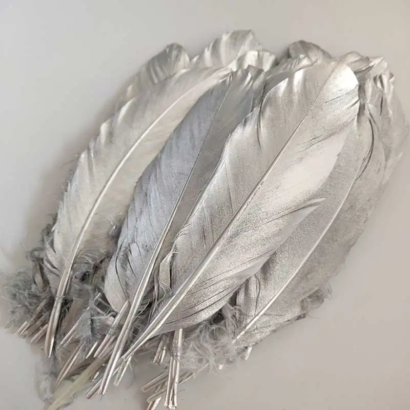 Серебряные гусиные перья из утиного пуха для поделок 15-20 см/6-8 дюймов натуральные перья для украшения ювелирных изделий - Цвет: C11