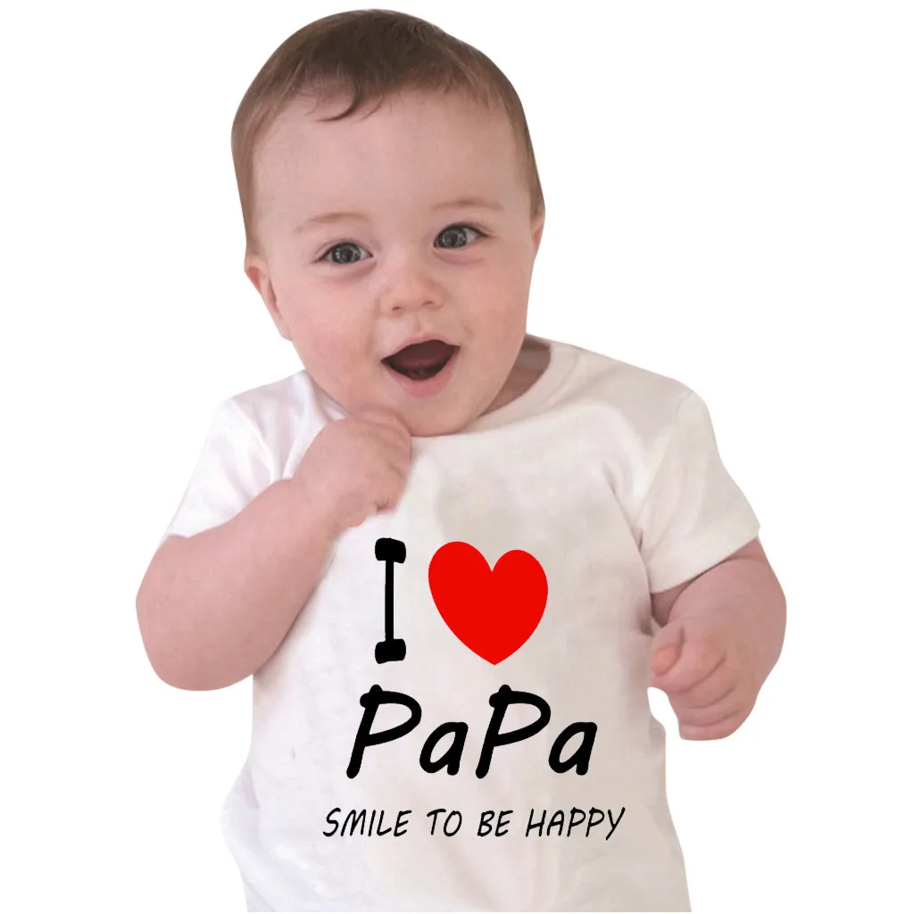 Комплекты для новорожденных; боди для маленьких девочек и мальчиков с надписью «I love PaPa MaMa»; боди с круглым вырезом; повседневная одежда для малышей