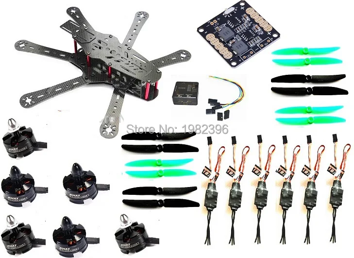 

RD290 Mini 290mm 6 Axles FPV Racer Carbon Fiber frame combo kit CC3D + MT 2204 2300kv Motor+12A ESC+5V12V Distribution board