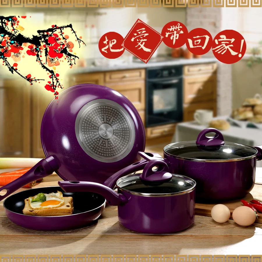 

Kitchen Cooking Set Aluminum Alloy None Smoke Cooking Pot Frying Pan Soup Pot Milk Pot Wok Cookware Purple Cooking Tool set