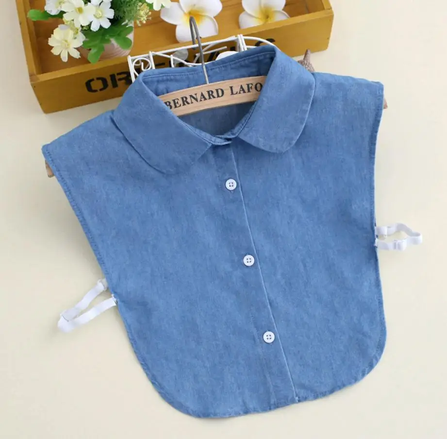 Джинсовая рубашка со съемным воротником для взрослых, воротники, все соответствующие синяя джинсовая ткань, Поддельный Воротник, унисекс - Цвет: B111