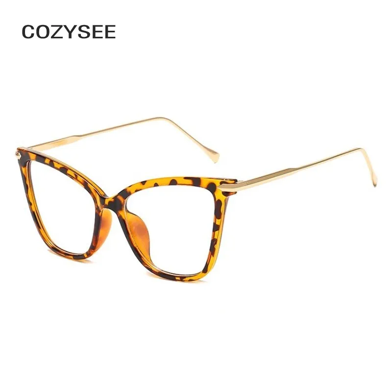 Ретро в форме кошачьих глаз очки женские очки оправа Роскошные брендовые дизайнерские очки прозрачные кошачий глаз солнцезащитные очки без оправы - Цвет оправы: LEOPARD