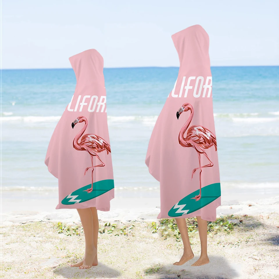 Miracille элегантное платье Фламинго полотенце в полоску для взрослых полотенце с капюшоном большой размер плотное пляжное полотенце для загара из микрофибры