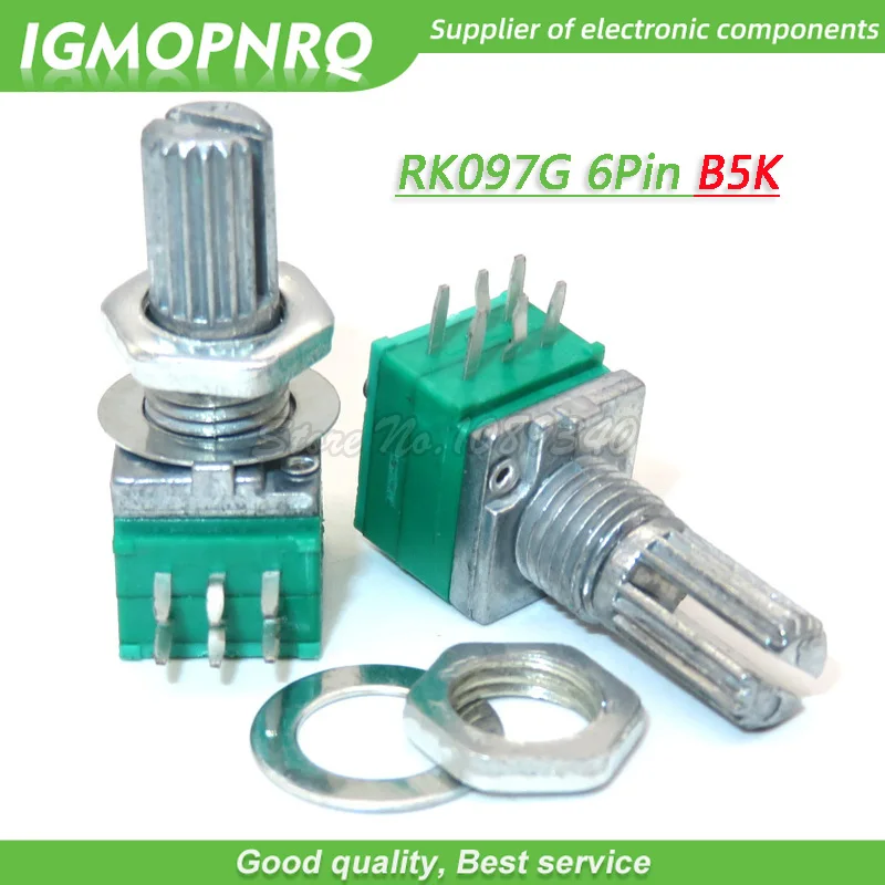 

5PCS RK097G 5K single linked B5K with a switch audio 6pin shaft 15mm power amplifier sealing potentiometer IGMOPNRQ