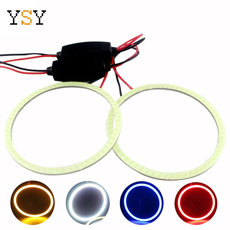 COB Angel Eye 2x(1 пара) Автомобильные кольца с ореолом 48 мм 60 70 80 90 100 120 фары