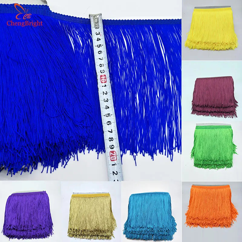 

CHENGBRIGHT 1Yard 20cm Wide Lace Fringe Trim Tassel Fringe Trimming For Latin Dress Stage Clothes Accessories Lace Ribbon Tassel