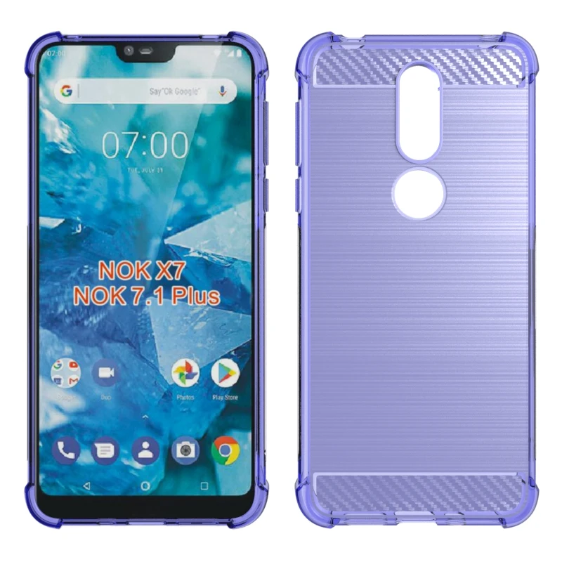 Бренд gligle углеродное волокно противоударный мягкий чехол из ТПУ для Nokia 7 1 Plus (для