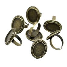 10 бронзовое регулируемое овальное кабошонное кольцо Settings19* 23 мм