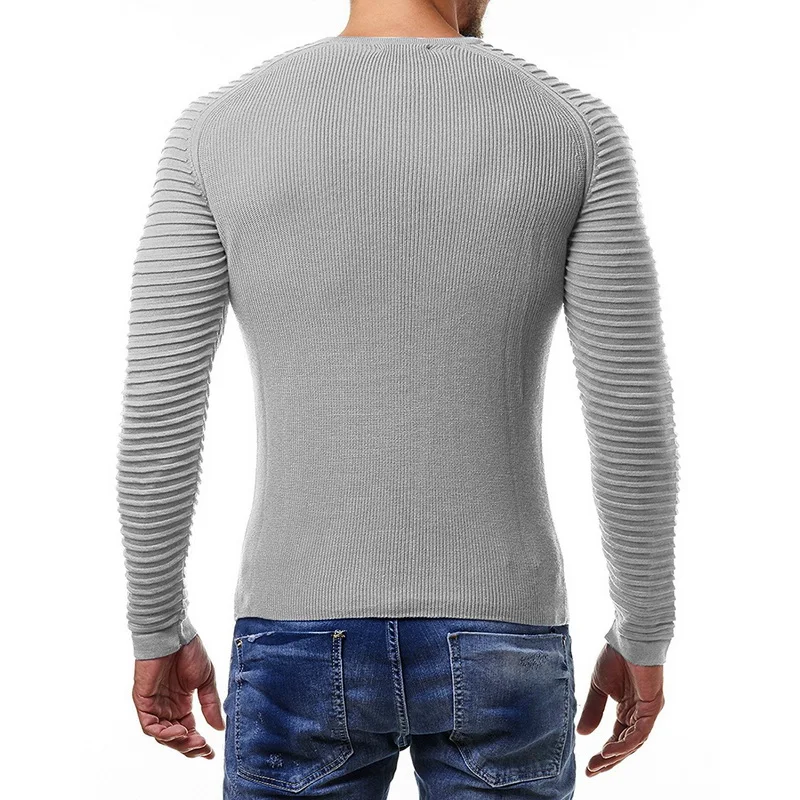 Laamei, новинка, мужской вязаный свитер, Осень-зима, модная брендовая одежда, мужские полосатые свитера, одноцветные тонкие мужские пуловеры