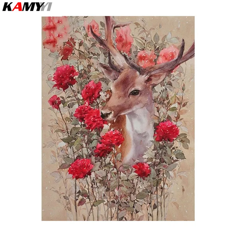 

DIY Diamond Embroidery Sale Animal Cross Stitch Diamond Painting Deer Full Square Diamond Mosaic Flower Rhinestones Kits XY1