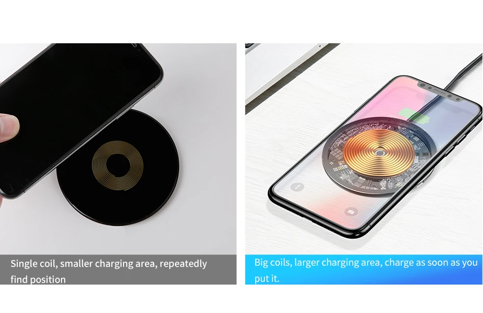 Тонкое Беспроводное зарядное устройство Baseus для iPhone X Xs Max samsung S9 Note9, стеклянная панель, видимое Беспроводное зарядное устройство для телефона Xiaomi MI9