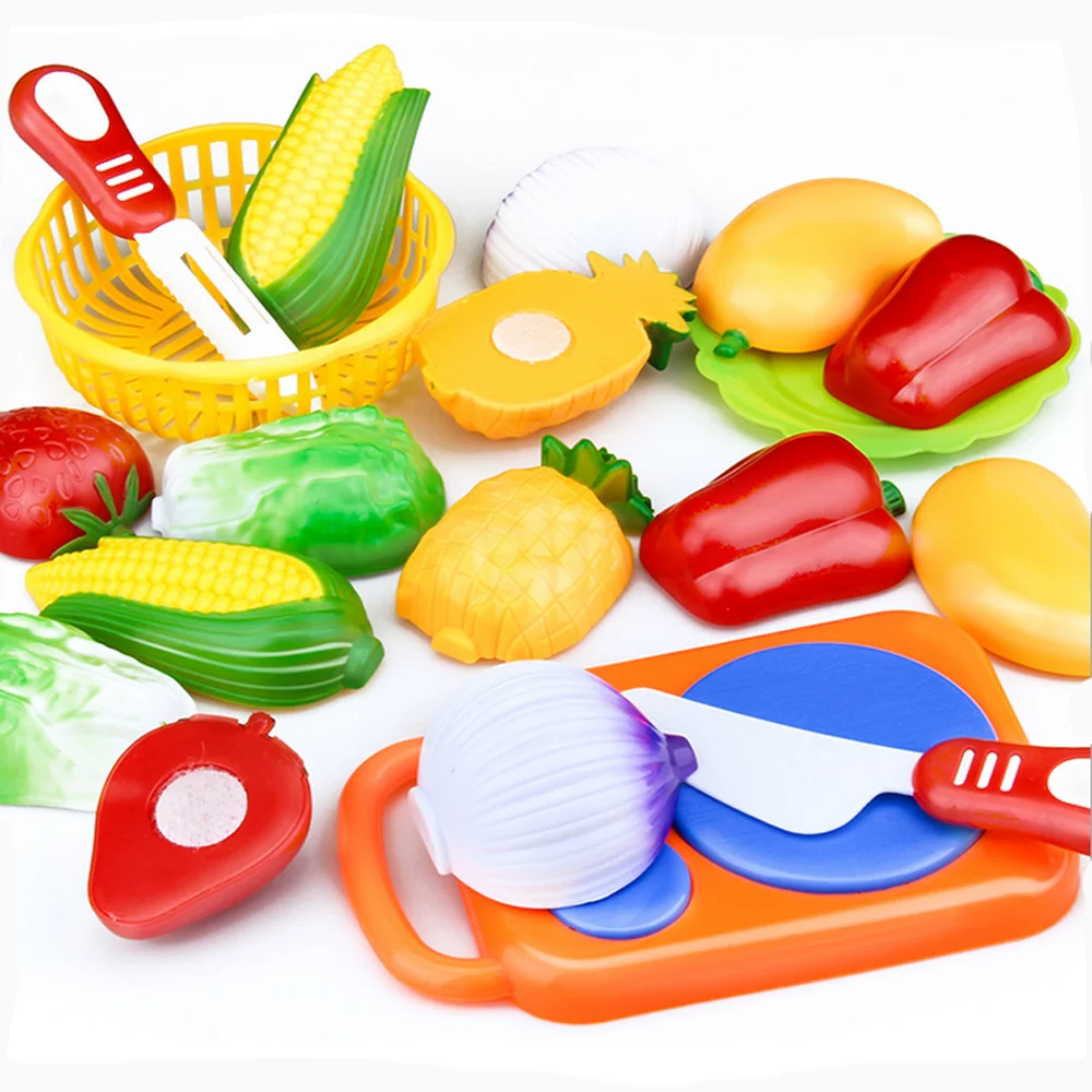 Toys For Children Kids 12PC Cutting Set Plastic Fruit Vegetable Pretend Play Food Toy Educational Toys For Children Know Fruit