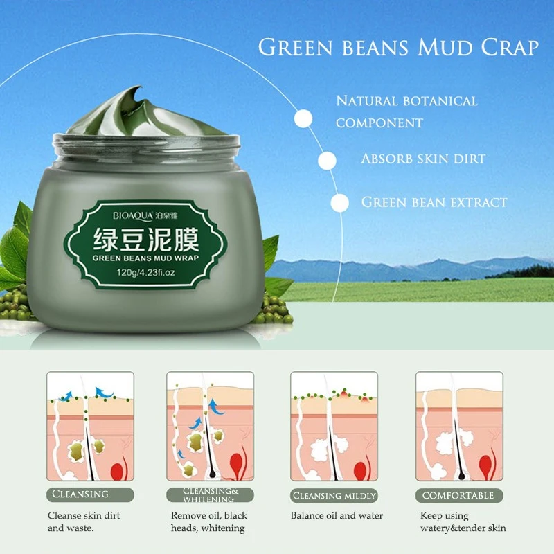 Visage-Haricot-mungo-Boue-Visage-soins-de-la-peau-Masque-Nettoyage-En-Profondeur-Purifier-Rousseur-R