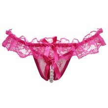Новые кружевные сексуальные стринги, трусы с открытой промежностью, перламутровые стринги с t-образной спинкой, Эротическое Сексуальное белье