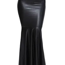 Большой размера плюс Длинная черная юбка из искусственной кожи для женщин Saia Longa Femininas женские юбки с высокой талией