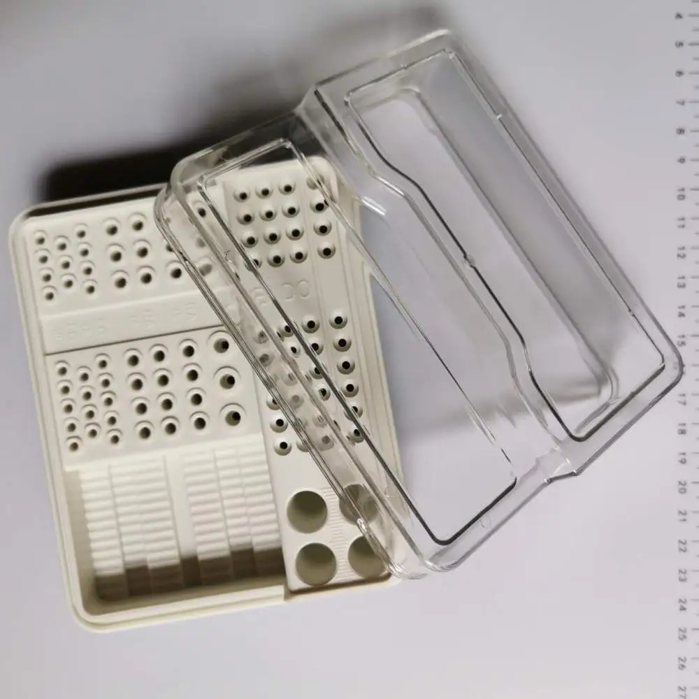 

New Dental Disinfection Box Sterilizer Case Burs Endo Files Holder 96 Holes For Burs Dentist Instrument