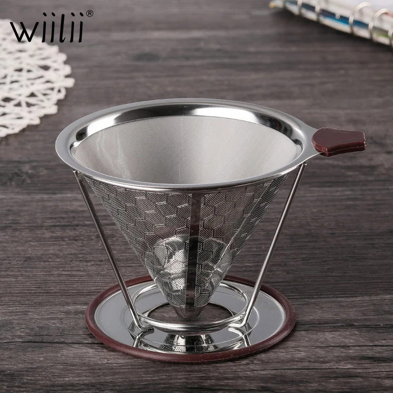 

Stainless Steel Coffee Filter Hand Coffee Maker Filters Kitchen Drip Cup Creative Metal Mesh Funnel Baskets Tea Accessories
