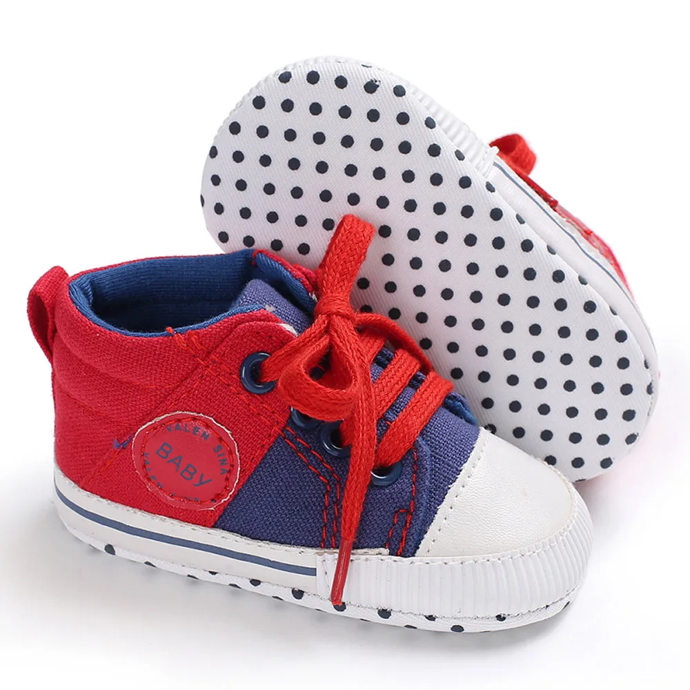 MUQGEW новорожденных Для маленьких мальчиков обувь для девочек малышей Дети Холст зашнуровать обувь разноцветные шпаргалки Prewalker мягкие Нескользящие обувь детская обувь