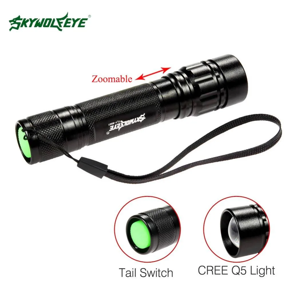

High-quality Mini GREE Q5 2000LM LED Flashlight Waterproof 3 Mode Zoomable Adjustable lanterna LED Torch lamp Black