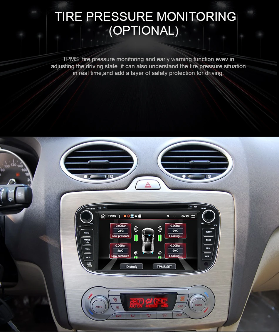 Cheap Eunavi 2 Din 7" Android 9.1 Car DVD Player Online Map GPS Navigation WIFI  for Ford focus II Galaxy Transit Tourneo Mondeo 10