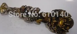 

Buddhist bronze coated silver ruyi bring money good lucky with dragon statue