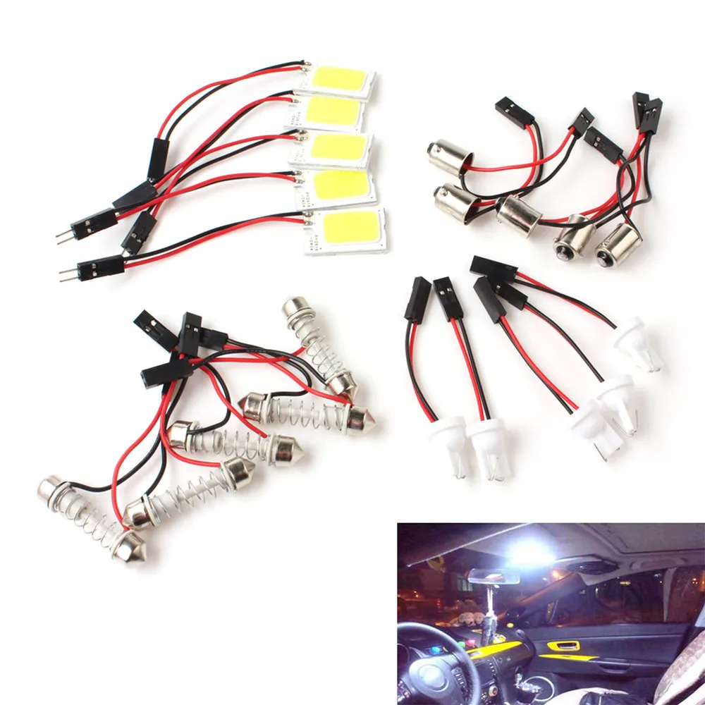 5Piece Easy Installation Bright White COB 18-LED Chips 12V Plate T10 Festoon Dome Car Interior Light Bulb | Автомобили и