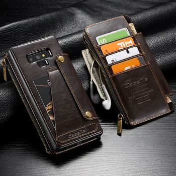 

Fashion Detachable Leather Wallet With Zipper Case For Samsung Galaxy Note 9 Card Slots Back Cover For Samsung S9 S8 Plus Note 8