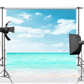 

Blue Sky White Clouds Ocean Sea Beach Wall Backgrounds Vinyl cloth High quality Computer print wedding backdrops