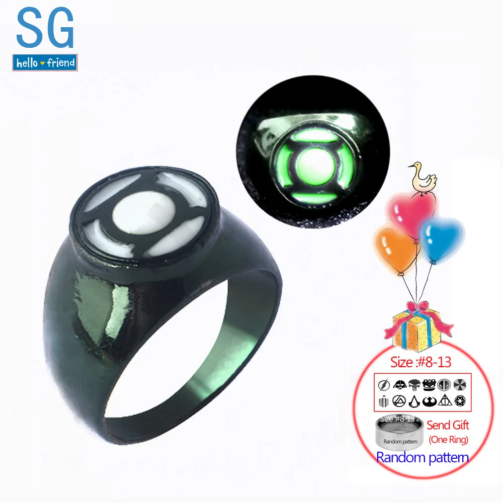SG Hot Movie Superhero Green Lantern Hal Jordan Rings Iron Man Tony Stark Finger Luminous Rings Men Thanos Spilla Xmas Jewelry