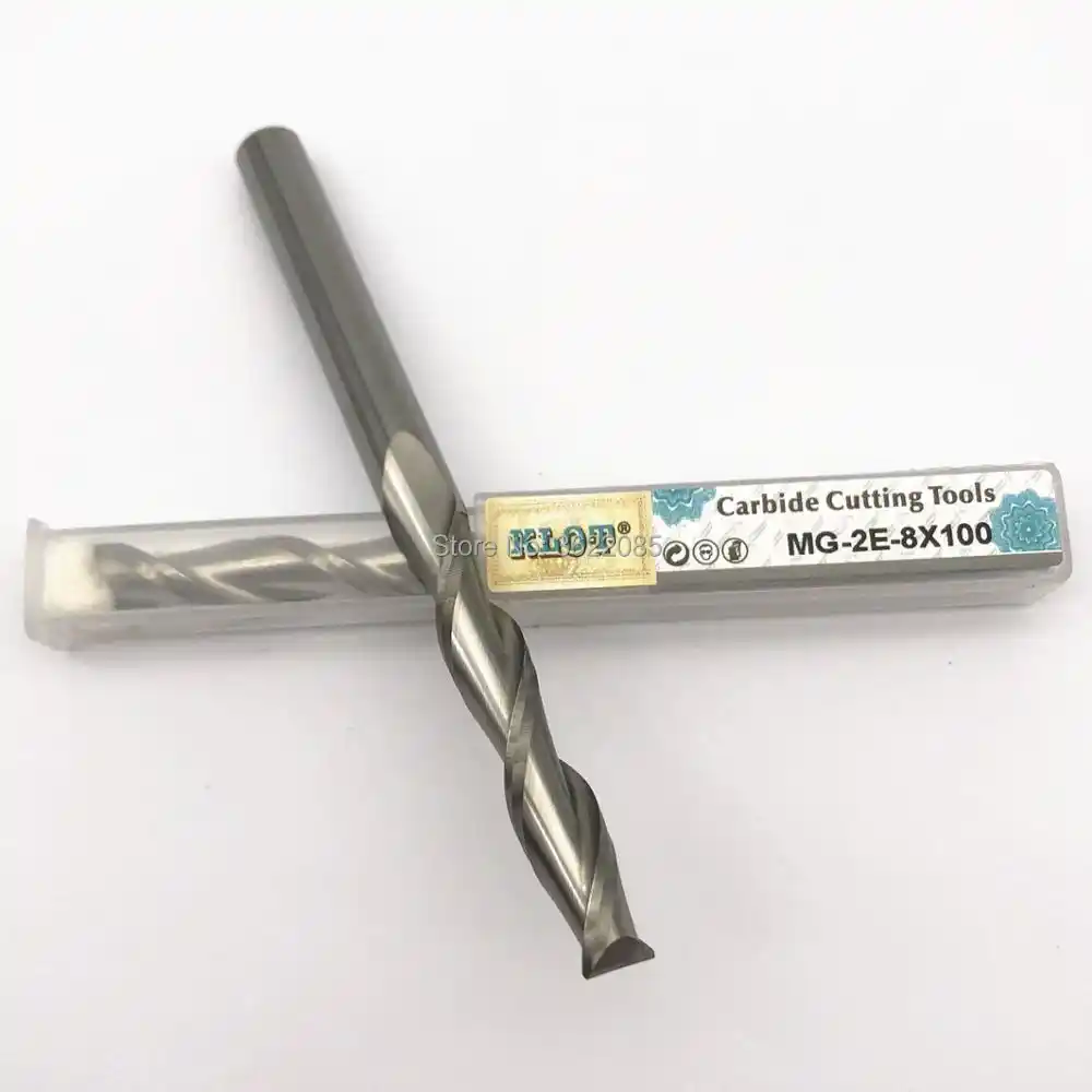 KLOT Solid Carbide End Mill 3mm-16mm Extended Shank 100mm 2-Flute Cutter K10