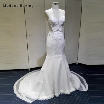 شراءفاخر العاج حورية البحر الحبيب الرباط فساتين الزفاف 2018 مع كريستال العرسان بثوب رسمي Vestidos دي Noiva النساء رداء دي Mariee