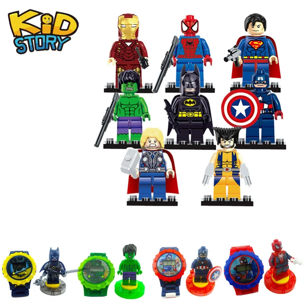 

2018 HOT Legoingly Super heroes Ninjagoed Marveled Avengers Watch Figures Bricks Building Blocks Compatible with Legoes YF30