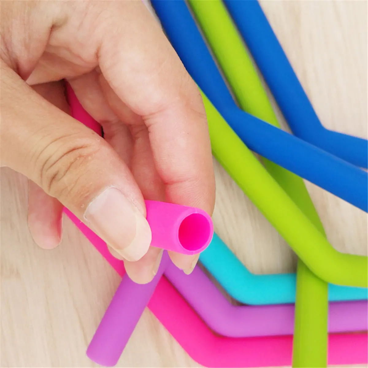 

6pcs Food Grade Silicone Drinking Straw Reusable Tropical Cocktail Straight Bending Straws With Cleaning Brush Party Supplies