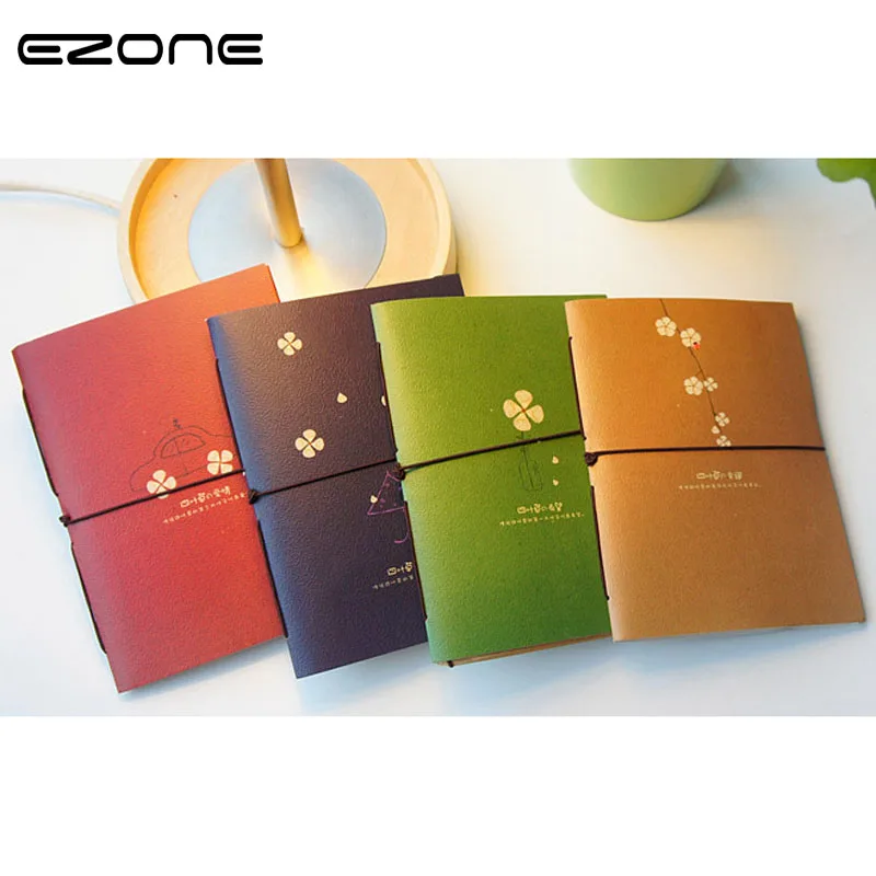 

EZONE Lucky Clover Lashing Notebook Retro Notepad Daily Memos Note Book Memo Pad School Supplies Stationery Papelaria Escolar