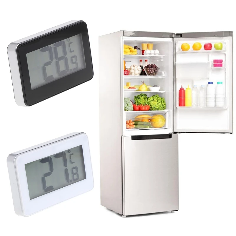 

2019 New Fridge Refrigerator Thermometer Waterproof with Hanging Hook Stand LCD Display Screen Home Appliance Refrigerator