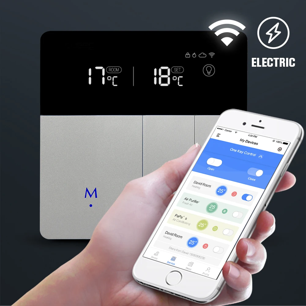 

WiFi Thermostat With APP Control For Electric Heating floor 16A/external sensor work with Alexa echo google home for smart home