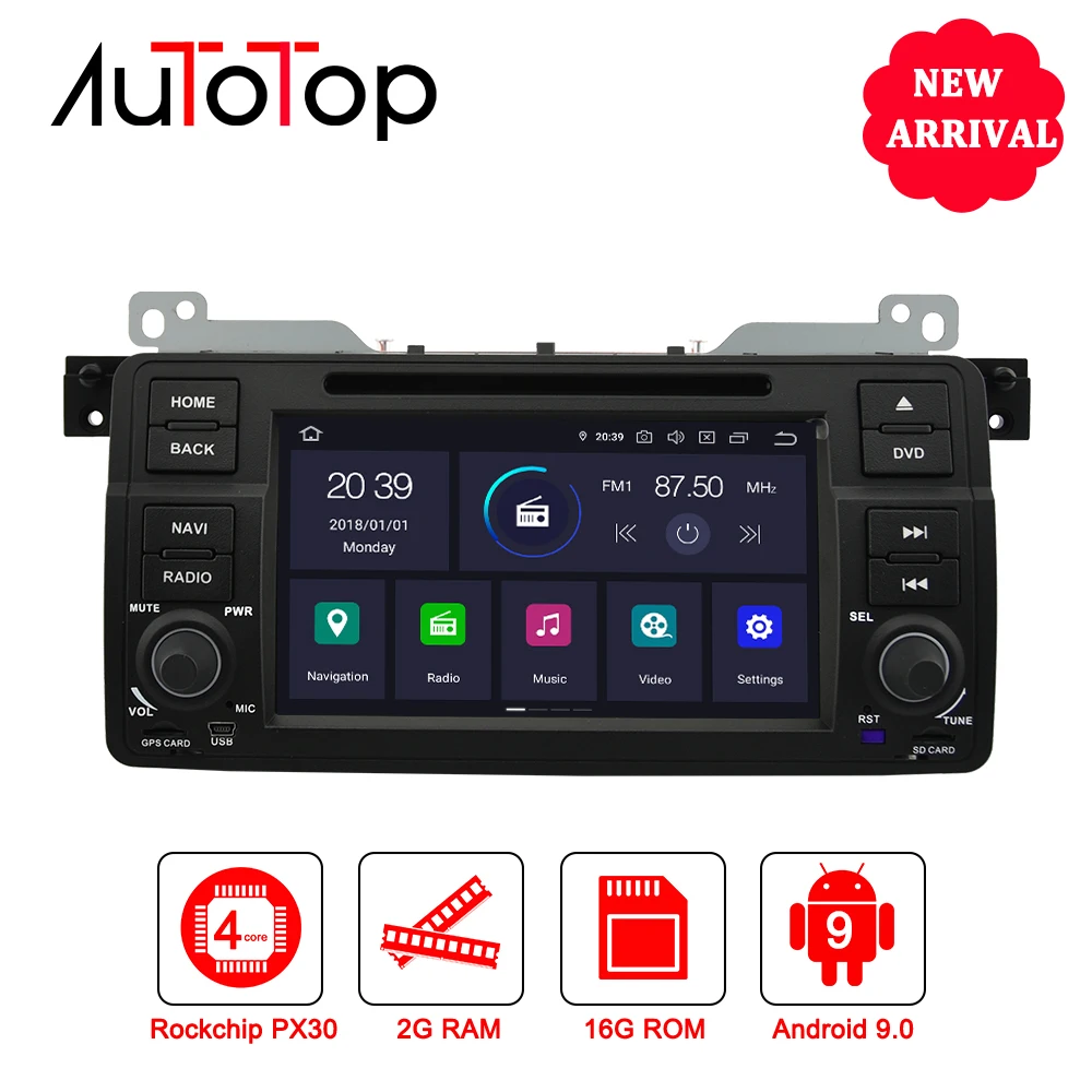 Clearance AUTOTOP 7" Android 9.0 Car Multimedia Player For BMW E46 M3 Rover 75 Coupe 318/320/325/330/335 1998-2006 Car DVD GPS Navigation 1