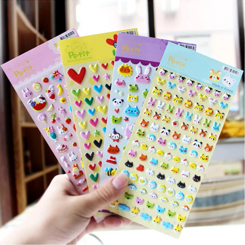 

DIY Cute Cartoon 3D Sponge Bubble Sticker Lovely Animals Cake Heart Shape Stickers for Kids Children Gift Toy 1 Sheet Hot