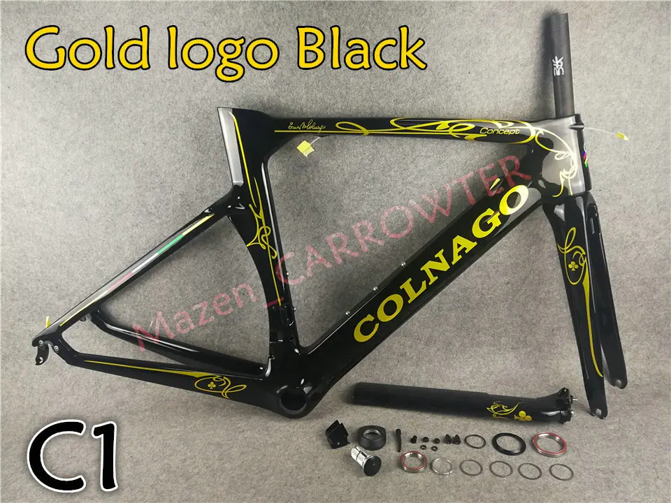 Flash Deal Fluorescent Yellow Colnago CONCEPT carbon road frames+Handlebar+Saddle+bottle cages 50mm carbon wheels Novatec A271 hubs 22