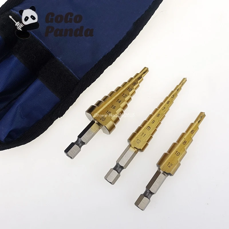 

Free Shipping Step Drill Bit Set Plate Drill Steps High-Speed Steel HSS Titanium Hole Cutter Power Tools 4-32mm