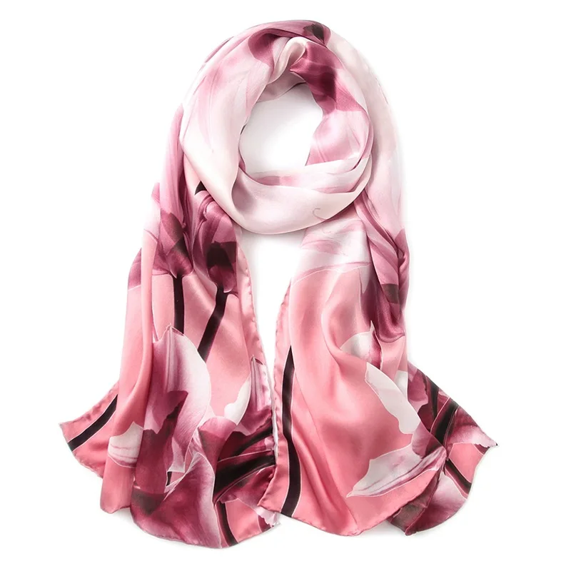 Butterfly Print Silk Scarf Spring Pure Silk Scarf Shawl Hand-rolled Edges Natural Silk Scarf Women Fashion Scarves Wraps - Цвет: 8