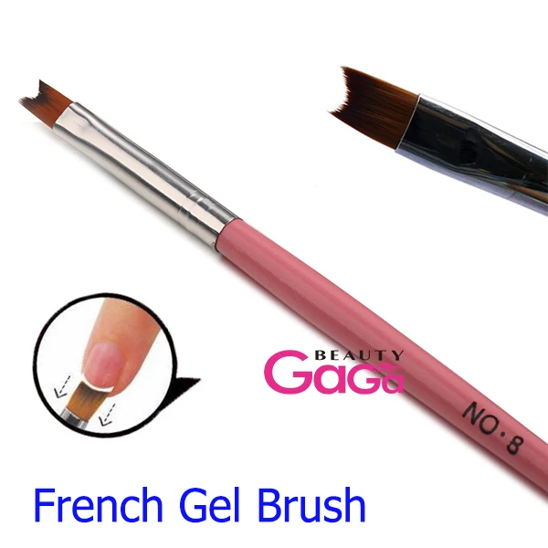 

BNG 2pcs Nail Brush French Smile Line Manicure #8 Nails Gel Polish Brushes Wood Handle Nail Art Styling Tools