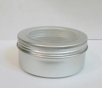 

Free Shipping 150g Aluminum Cosmetic Jar Clear Lip Container Screw Thread 150ml Makeup with Window Lid