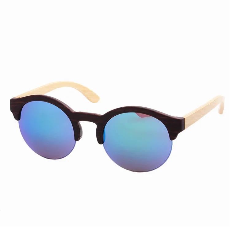 Новые модные круглые солнцезащитные очки с деревянной оправой Женские Ретро Gafas ручной работы бамбуковые деревянные солнцезащитные очки LS5020 - Цвет линз: C2A