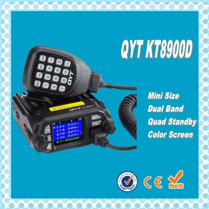 DHL+ QYT KT-8900D двухдиапазонный 136-174 МГц и 400-480 МГц четырехъядерный режим ожидания 25 Вт 200 каналов цветной экран мини мобильное радио fm