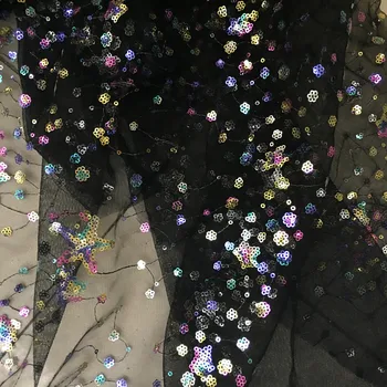 

Rainbow Color Sequin Embroidery Fabric Star Champagne Clothing Fabric Telas Por Metro Tissus Stoffen Tecidos Fabric for Dress