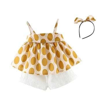 

Fashion newborn Girls Clothing Set Summer Baby Girls Clothes T-shirt +Shorts+Headband Suits Costume Set Children Clothing